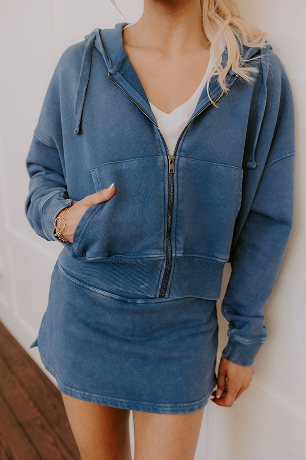 Premium Vintage Wash Hooded Sweater - Ultimate Comfort in Blue