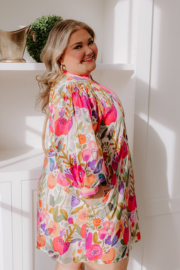 Ultimate Life In Full Bloom Mini Dress - Vibrant Pink Curves Design