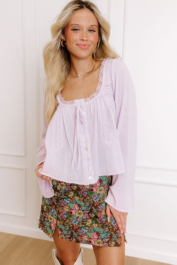 Ultimate Boho Chic Lace Top in Dusty Purple