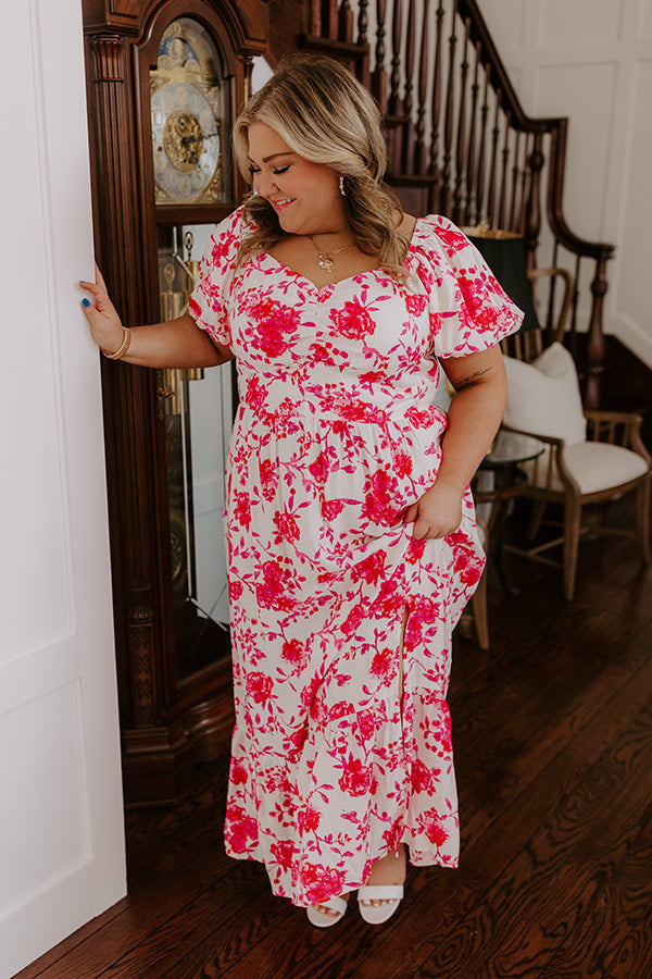 Ultimate Floral Maxi Dress - Hot Pink Curves