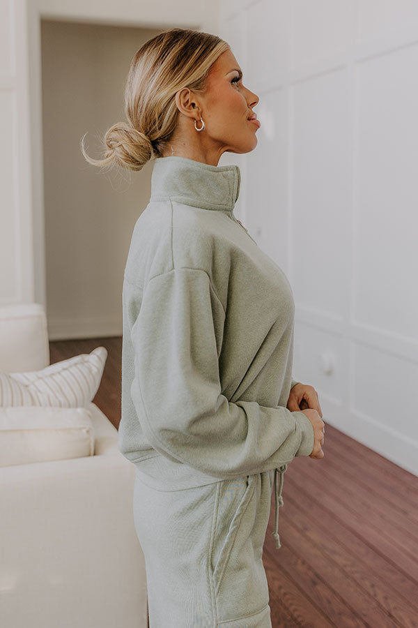 Ultimate Cozy Vintage Wash Pullover - Sage Green