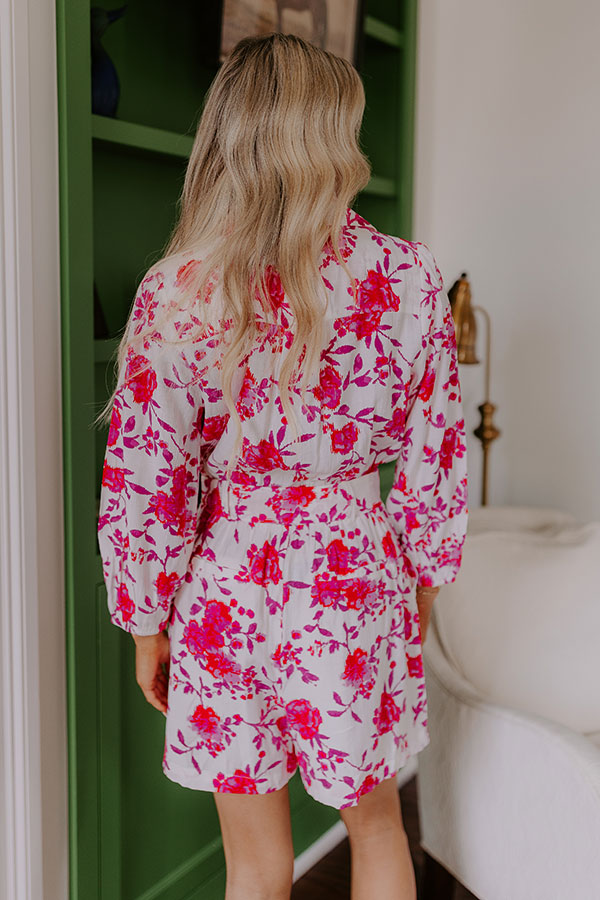 Ultimate Sweet Surprise Floral Romper in Hot Pink - Effortless Style & Comfort