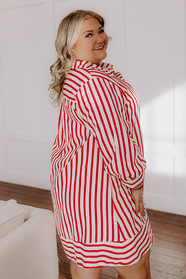 Ultimate Charleston Charm Striped Mini Dress - Rose Curves Edition