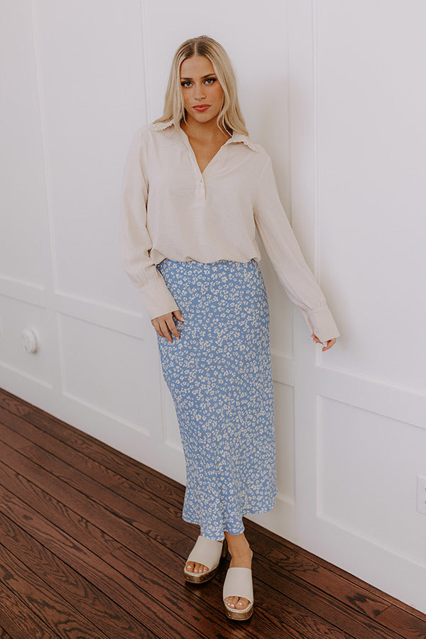 The Penelope Premium Floral Midi Skirt - Timeless Elegance