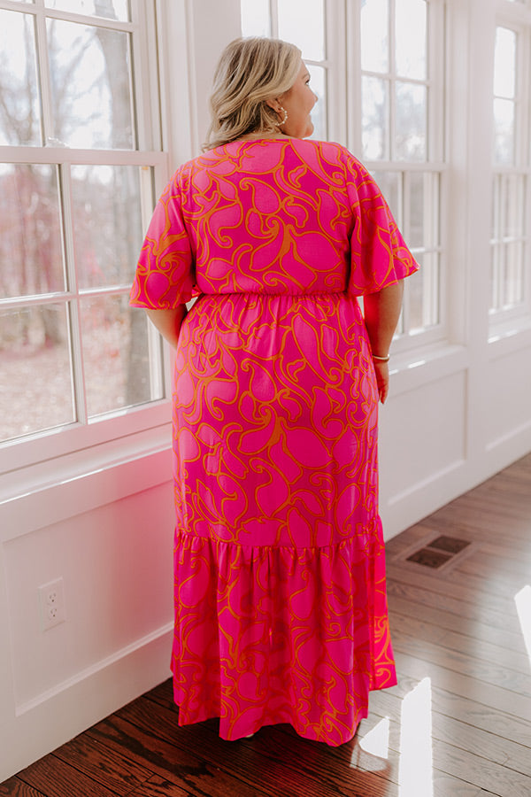 Ultimate Sailboat Soiree Floral Maxi Dress - Hot Pink Curves