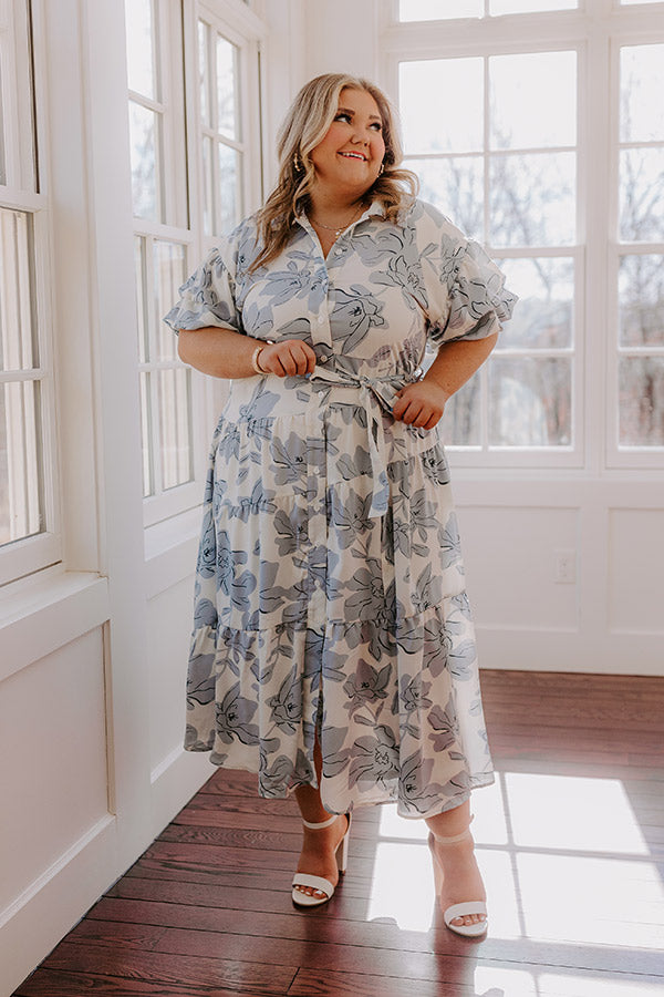 Premium Cherished Moments Floral Maxi Dress for Curves - Effortless Style & Comfort