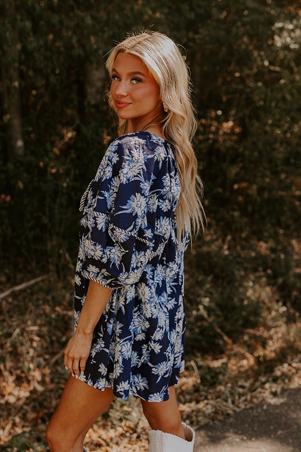 Premium Floral Romper: Navy Blue Elegance