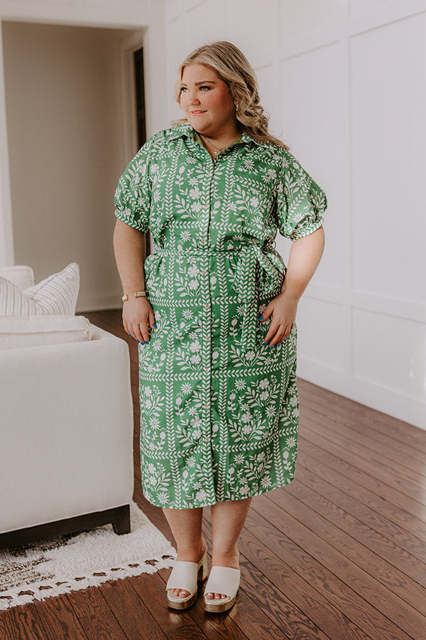 Premium Floral Midi Dress for Curves - Ultimate Brunch Style