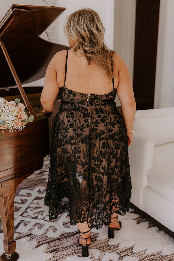 Ultimate Romantic Embroidered Midi Dress - Black Curves