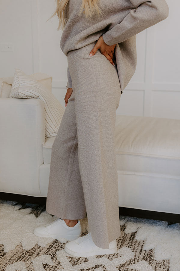 Premium High Waist Knit Pants - Warm Taupe | Effortless Style