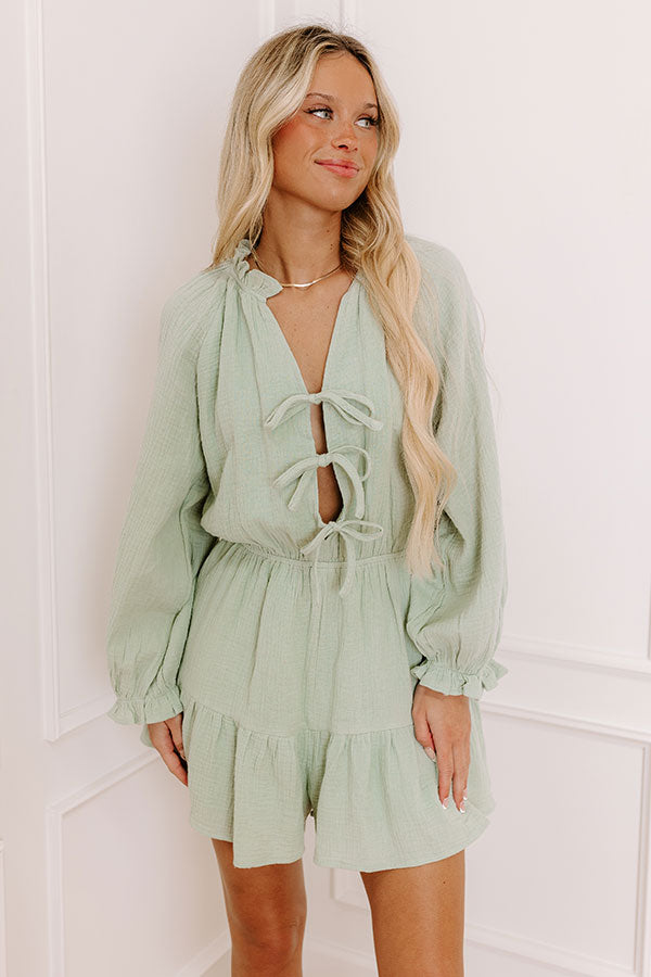 Premium Spring Fling Front Tie Romper in Mint - Ultimate Style Upgrade