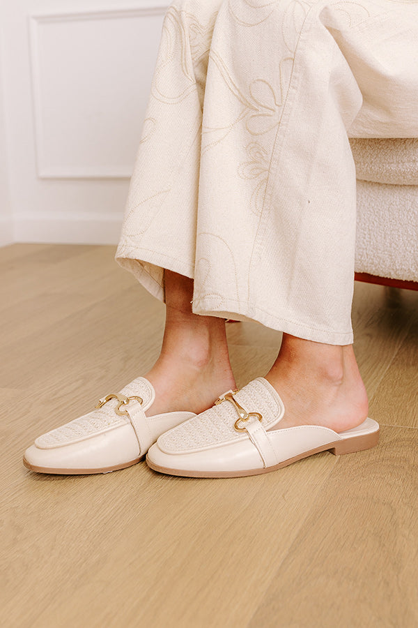 Premium Hannah Faux Leather Mule Loafer - Cream