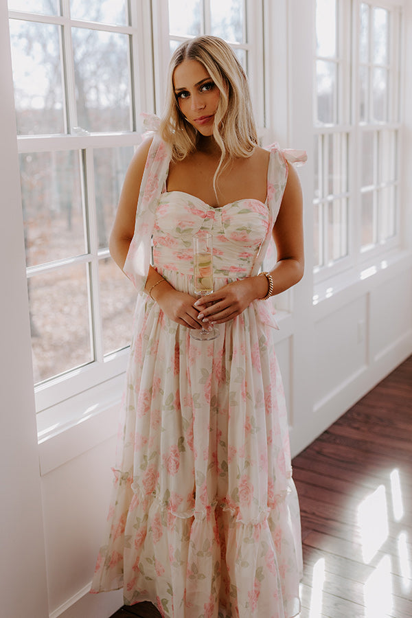 Premium Sweet Darling Floral Midi Dress - Ultimate Feminine Charm