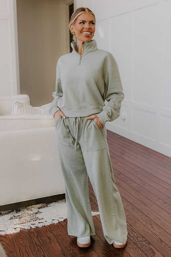 Ultimate Cozy Vintage Wash Pullover - Sage Green