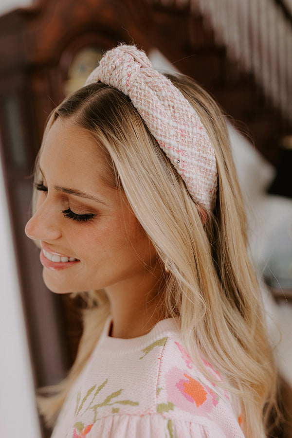 Premium Ivory Tweed Headband with Sequins - Ultimate Chic Accessory