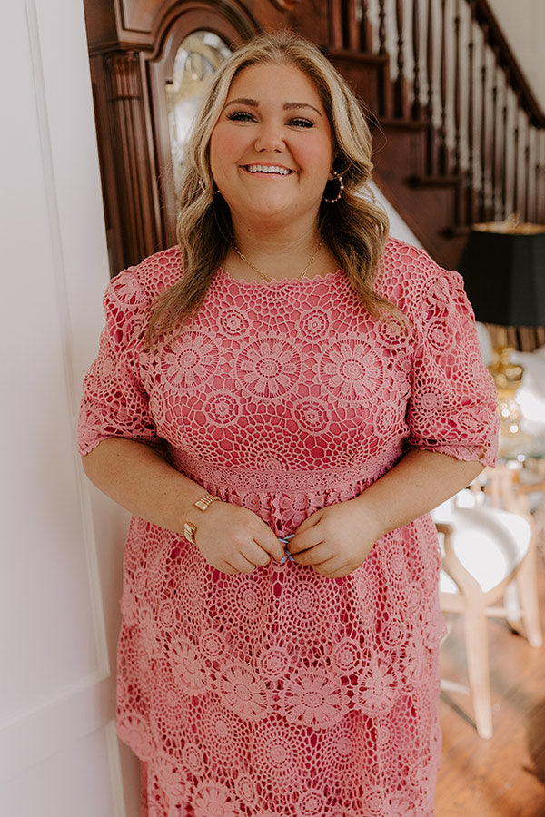 Ultimate Elegance Crochet Tiered Midi Dress - Timeless Beauty