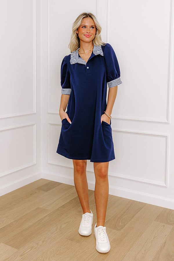 Premium Yacht Club Mini Dress in Navy | Ultimate Seaside Style