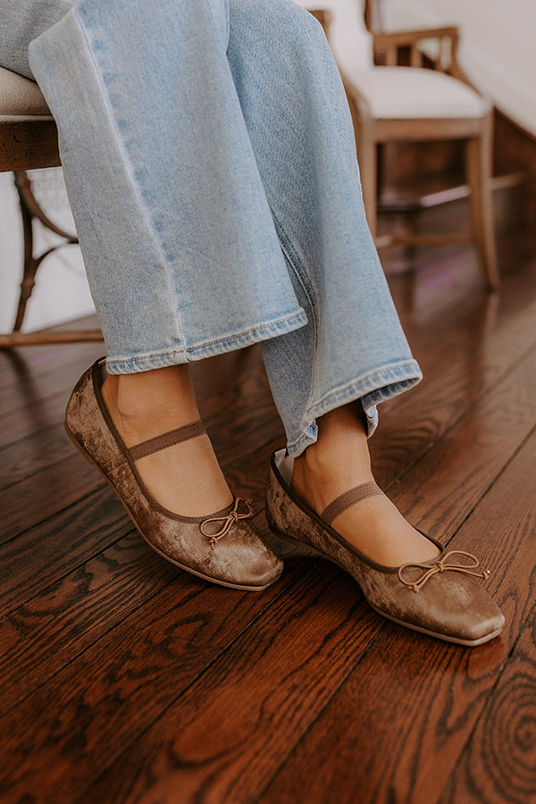 Premium Emily Velveteen Ballet Flats in Mocha - Ultimate Comfort & Style