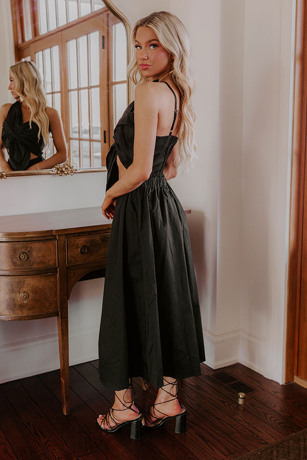 Premium Social Hour Cut-Out Midi Dress - Black
