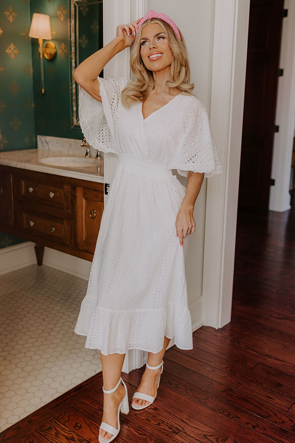 Ultimate Romantic Bliss Eyelet Midi Dress - Premium Summer Style