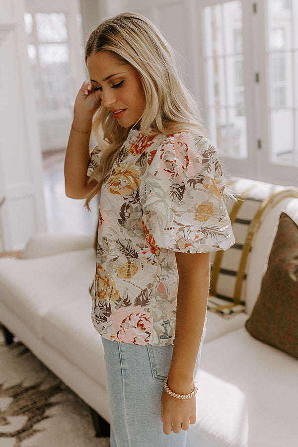 Premium Floral Elegance Top - Tea Garden Chic