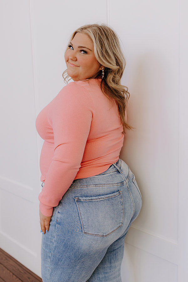 Ultimate Breezy Chic Knit Sweater Top - Bubblegum Pink Curves