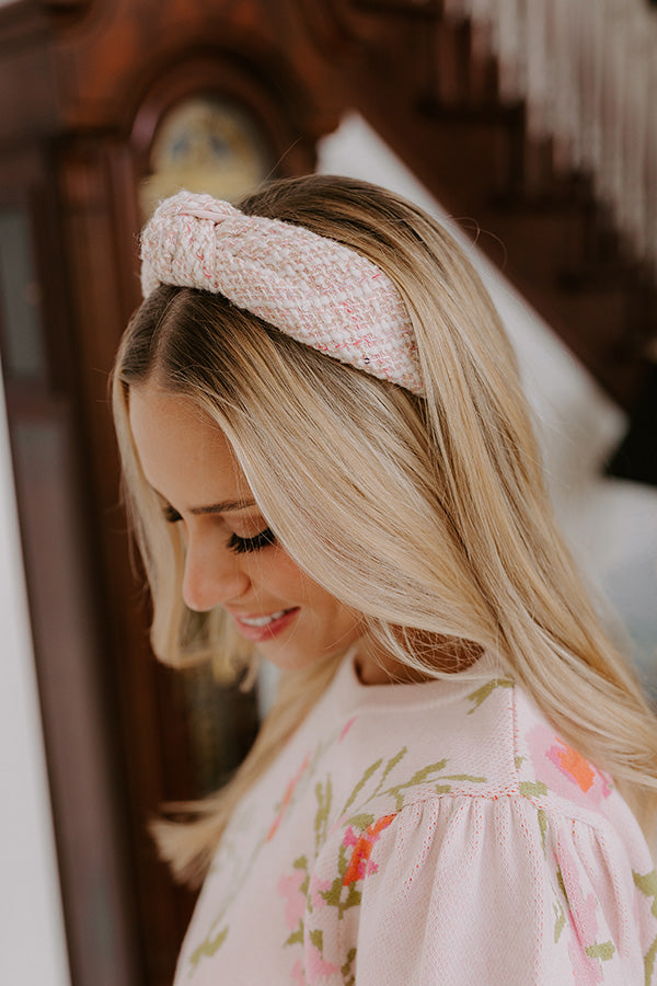 Premium Ivory Tweed Headband with Sequins - Ultimate Chic Accessory