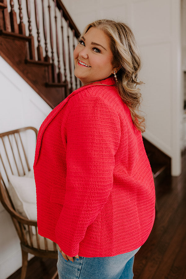 Premium Boho Crochet Blazer - Raspberry Curves