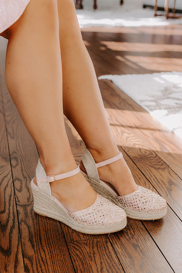 Premium Carlie Woven Wedge - Light Pink Elegance