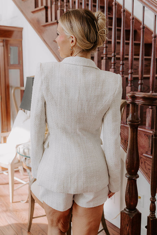 Premium Pearl Embellished Tweed Blazer - Ultimate Elegance