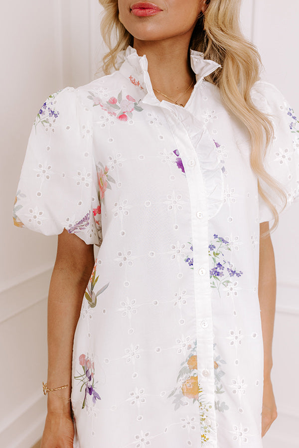 Ultimate Brunch Date Floral Eyelet Mini Dress - Romantic & Playful