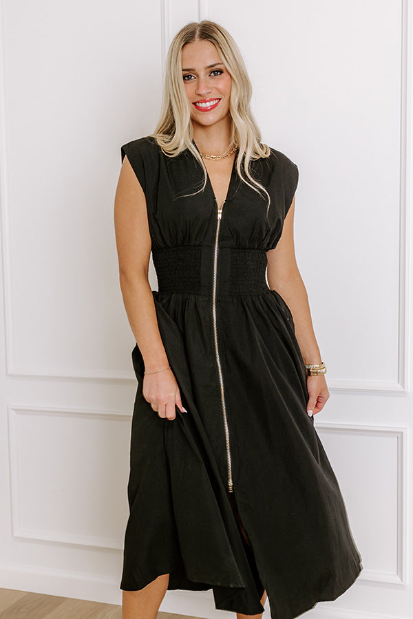 Ultimate Chic Black Midi Dress with Front Slit