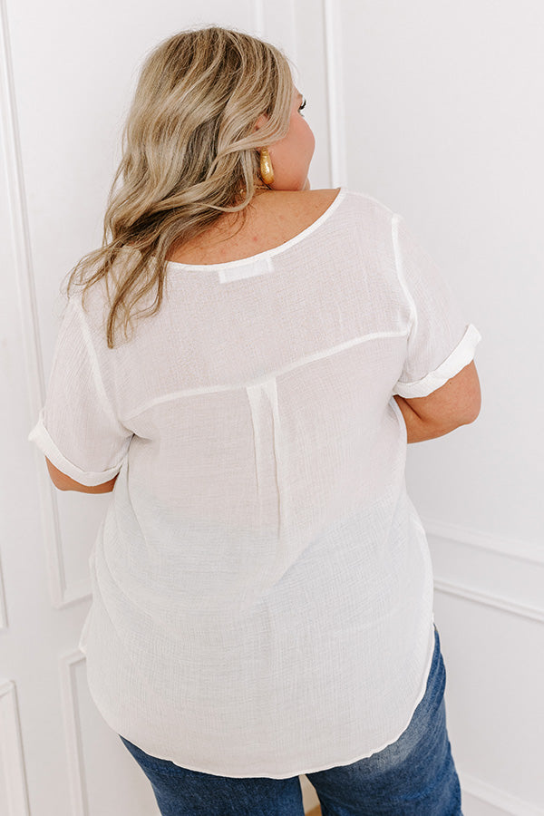 Premium Coastal Breeze Shift Top - White Curves