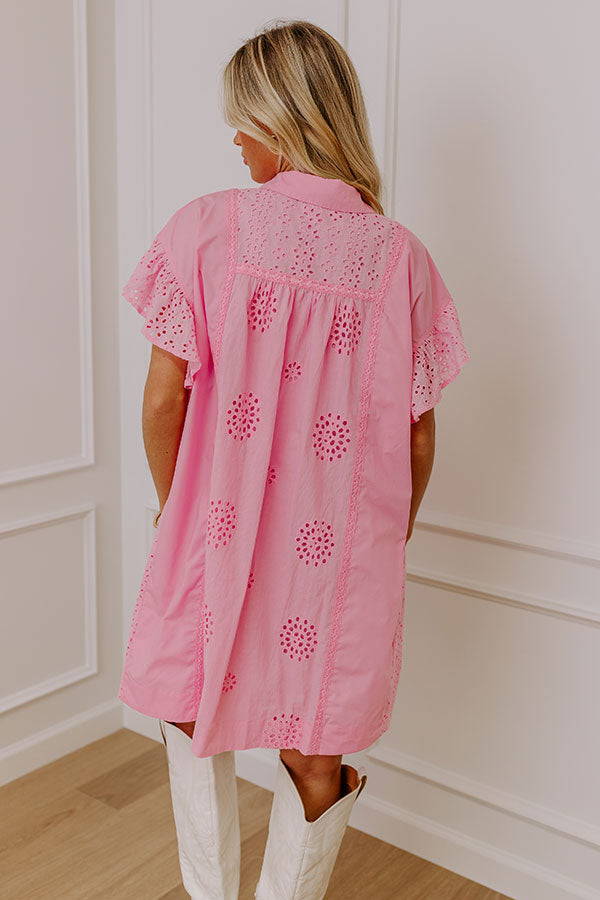 Ultimate Brunch-Ready Eyelet Mini Dress in Pink