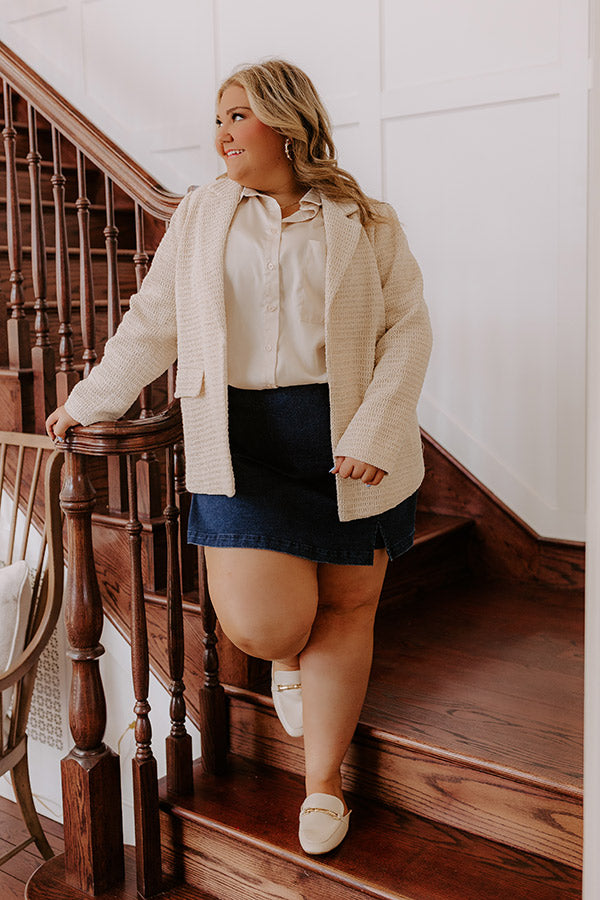 Premium Boho Chic Crochet Blazer in Oatmeal Curves - Ultimate Style Upgrade