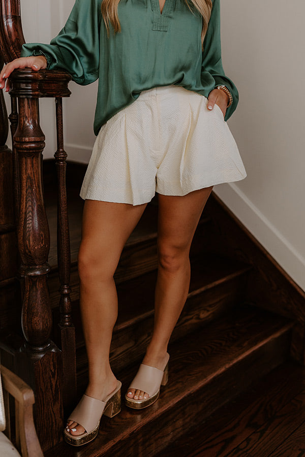 Premium Prep-Inspired High Waist Shorts | Cream | Ultimate Comfort & Style