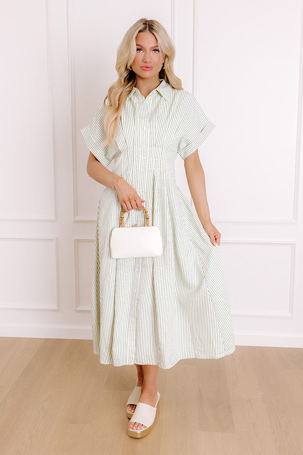 Premium Sage Stripe Maxi Dress - Ultimate Style Upgrade