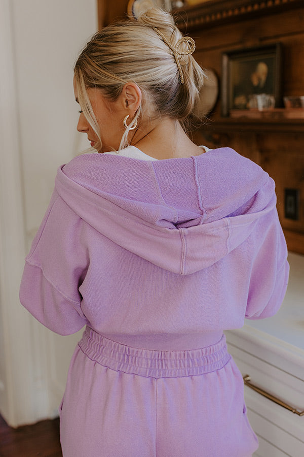 Ultimate Road Trip Vintage Wash Crop Sweater - Dusty Purple