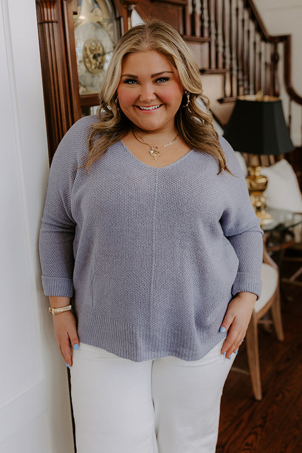 Ultimate Morning Dew Knit Sweater - Periwinkle Curves