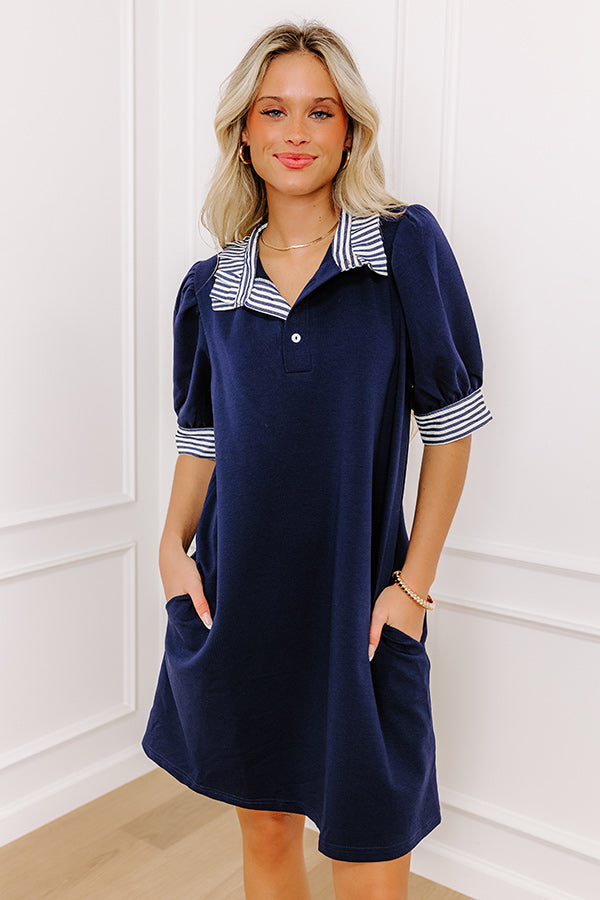 Premium Yacht Club Mini Dress in Navy | Ultimate Seaside Style