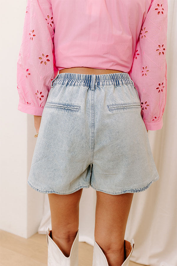 Premium Farrah High Waist Scalloped Denim Shorts