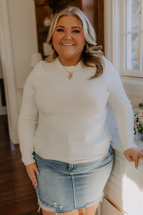 Ultimate Breezy Chic Knit Sweater Top in Ivory Curves