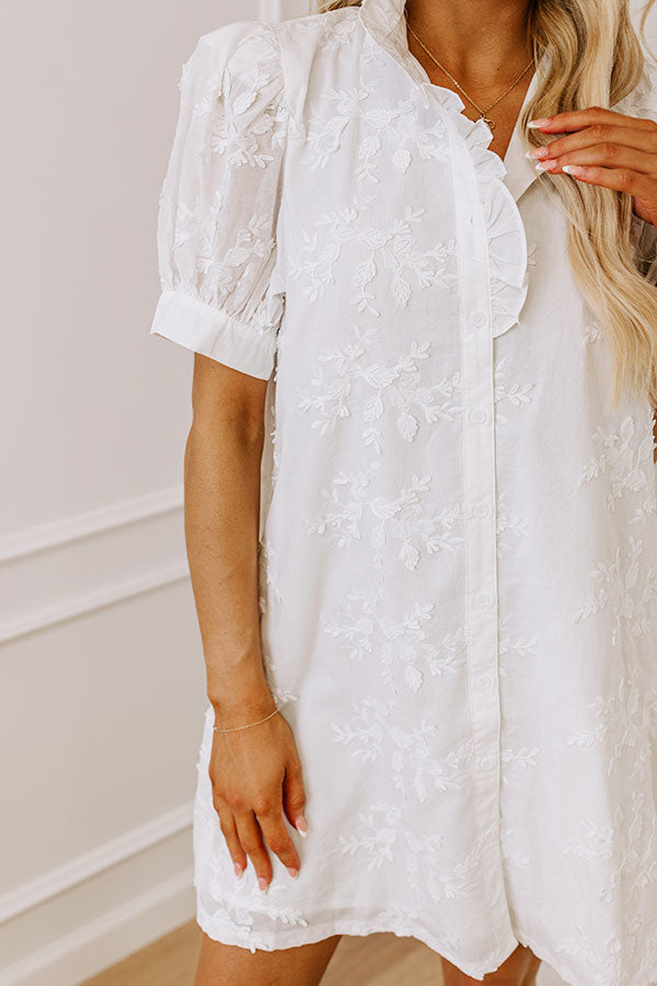 Premium Sunday Brunch Embroidered Mini Dress in White - Ultimate Casual Elegance