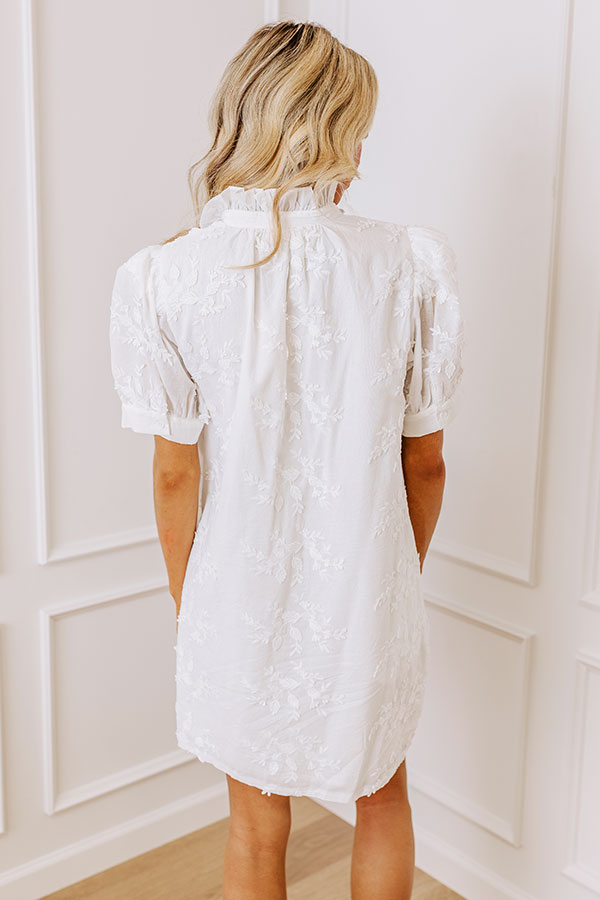 Premium Sunday Brunch Embroidered Mini Dress in White - Ultimate Casual Elegance