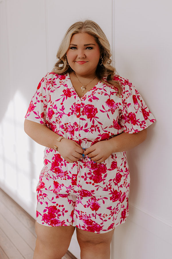 Ultimate Floral Romper - Hot Pink Curves Edition