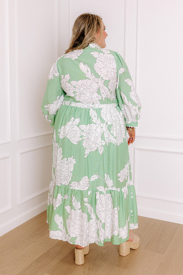 Premium Floral Midi Dress - Seaglass Curves Collection