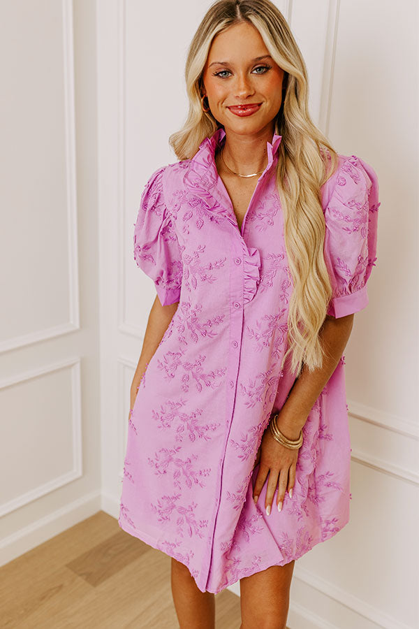 Premium Lavender Embroidered Mini Dress - Ultimate Casual Elegance