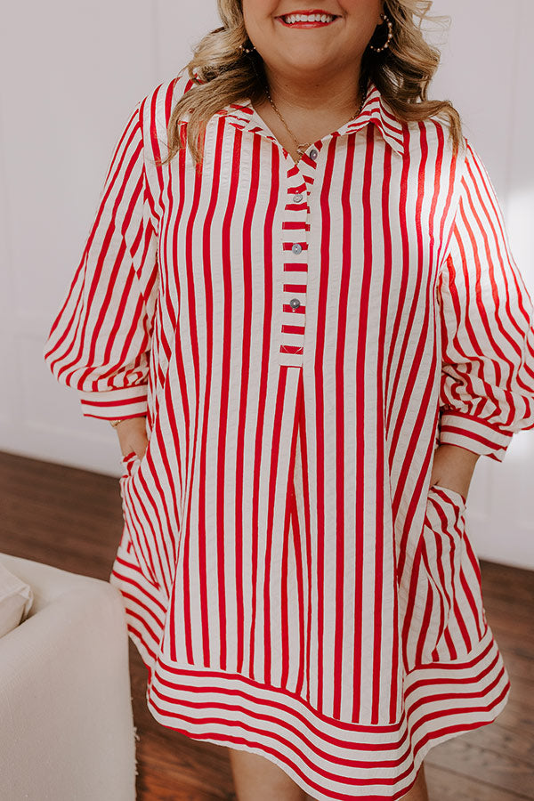 Ultimate Charleston Charm Striped Mini Dress - Rose Curves Edition