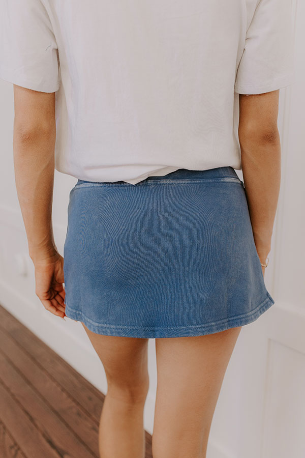 Premium Vintage Wash Skort in Blue - Effortless Style for On-The-Go Women