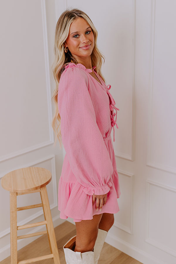 Premium Spring Fling Front Tie Romper - Effortless Pink Charm